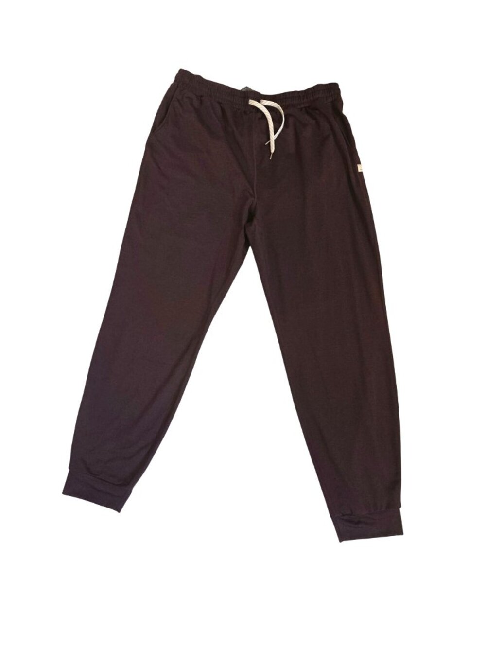 Vuori Black Track Joggers with Cream Drawstring